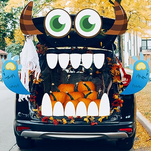 Halloween Kofferraum oder Leckerli Auto Dekoration Kit, Geist Monster Fledermaus PVC Halloween Auto SUV Garagentor Eingang Torbogen Dekor Wasserdicht Langlebig PVC Halloween Outdoor Dekorationen von Huwena