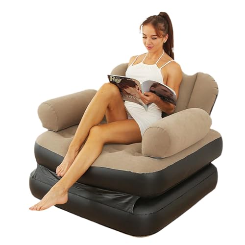 Praktischer Faltbarer Liegestuhl – Lazy Aufblasbarer Faltbarer Liegestuhl Für Erwachsene | Sofa Aufblasbares Bett | Aufblasbares Sofa | Multifunktionales Aufblasbares 5-in-1-Sofa Mit L-förmiger Armleh von Huyeruie