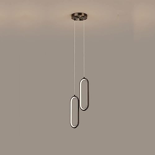 Deckenleuchten, Kupfer Gold Geometrische Pendelleuchte 2 Ringe 16W LED Hängende Küchenlampe Ovale nordische moderne schwarze Deckenhängelampe Verstellbare Hängeleuchte für Schlafzimmer Nachttisch Woh von HvKvHvY