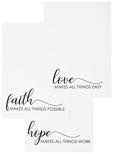 Hygge Creations Faith, Love & Hope (3 Stück) inspirierende Wandkunstdrucke – Typografie-Drucke | Heimdekordruck nur A4 von Hygge Creations