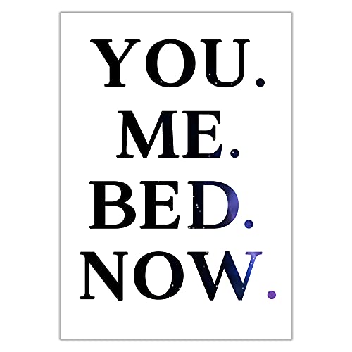 Hygge Creations You. Me. Bed Now – Typografie-Druck | Schlafzimmer Druck | Romantischer Zitat Druck nur A4 von Hygge Creations