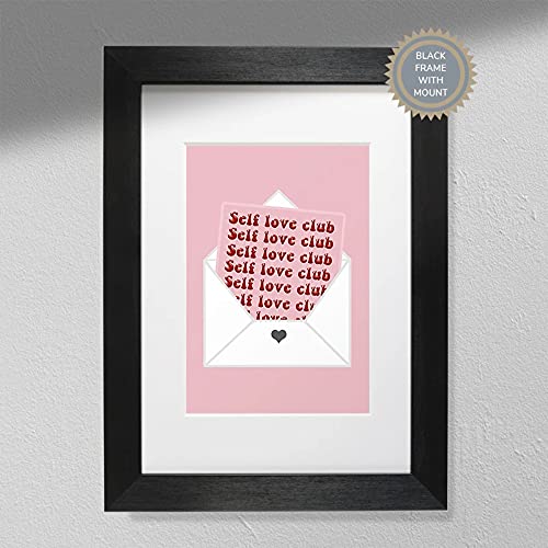 Hygge Creations Self Love Club – Femininer Druck | positives Zitat | rosa Wandkunstdruck nur A3 von Hygge Creations