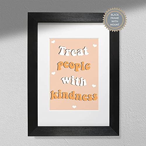 Treat People with Kindness – Wandkunstdruck, Harry Styles, Poster, TPWK-Druck, schwarzer Rahmen, ohne Passepartout, A3 von Hygge Creations