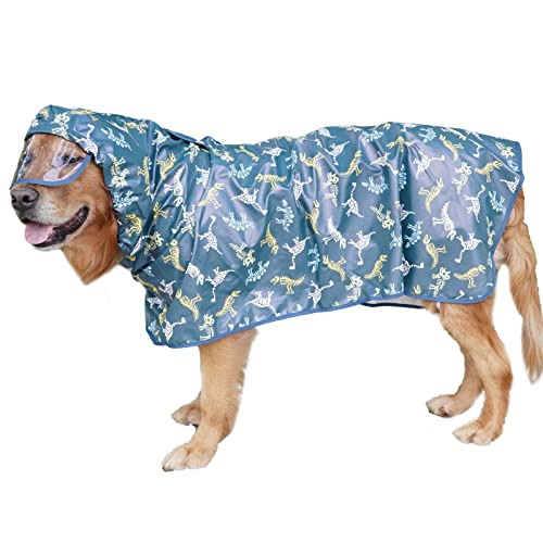 Hykiee Regenmantel Hund Wasserdicht, Hundemantel Regen Verstellbare Atmungsaktive Regenjacke Hund Hunderegenmantel mit Kapuze Kragenloch und Bauchschutz für Kleine Mittelgroße Große Hunde (L, Grün) von Hykiee