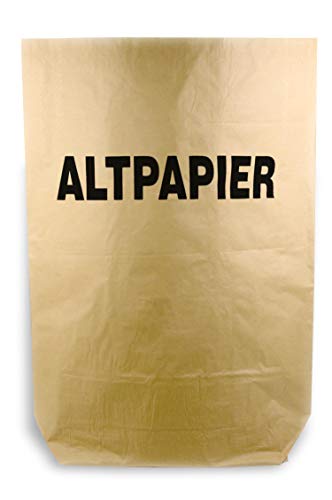 Hypafol Bio Papier Müllbeutel 50 Stück | abbaubare braune Biomüllbeutel für kompostierbare & biologische Abfälle & Papier | ohne Plastik | 2-lagig, Tüten mit 120 L | 700x950+220 mm, Aufdruck Altpapier von Hypafol
