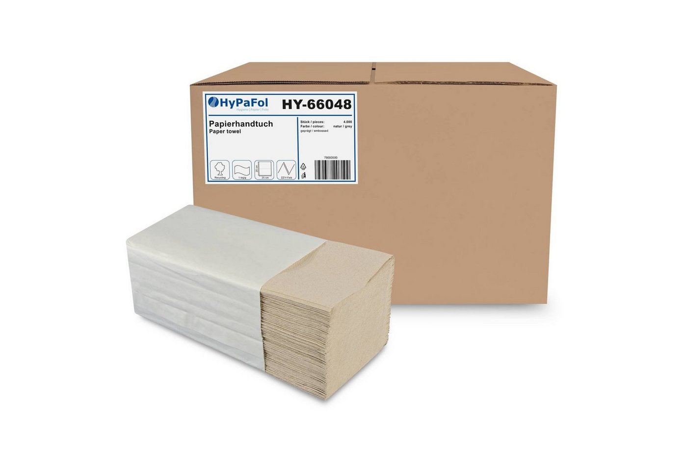 Hypafol Papierhandtuch 1-lagig, recycling, 25x20 cm, ZZ/V Falz, 4.000 Blatt (4000-St) von Hypafol