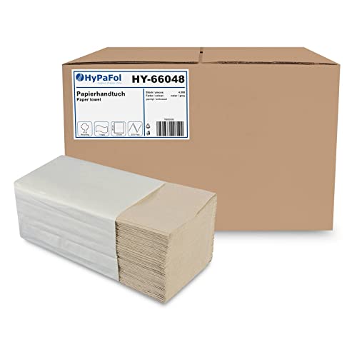 Hypafol Papierhandtücher für Spender | Recycling, 1-lagig, 25 x 20 cm | 4.000 Blatt | ZZ/V-Falz geeignet für Handtuchspender in Toiletten, Büros, Praxen und Studios von Hypafol