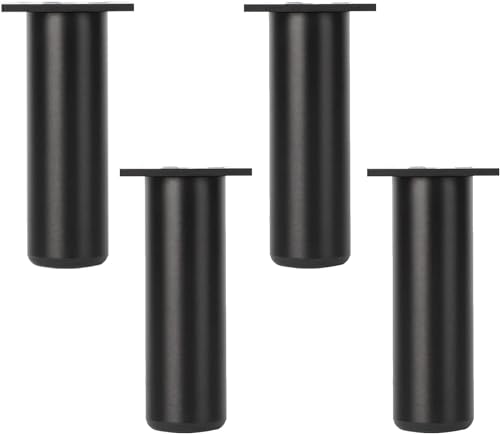 HyyKjEU Set mit 4 Metallmöbelfüßen, verstellbaren Sofafüßen, Badezimmerschrankfüßen, runden Sofastützfüßen, Aluminiumlegierung, mit Schrauben (35 cm, Silber) (Color : Black, Size : 20cm/7.9in) von HyyKjEU