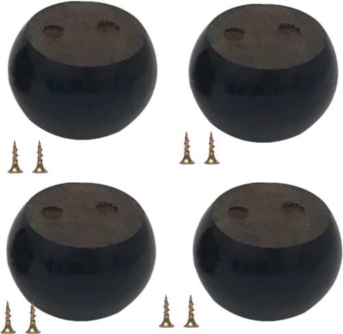 HyyKjEU 4 Möbelfüße aus Massivholz, europäische Ersatz-Brötchenfüße, runde Schrankfüße, TV-Ständer, Couchtisch, Höhe 5 cm, weiß (Color : Black) von HyyKjEU