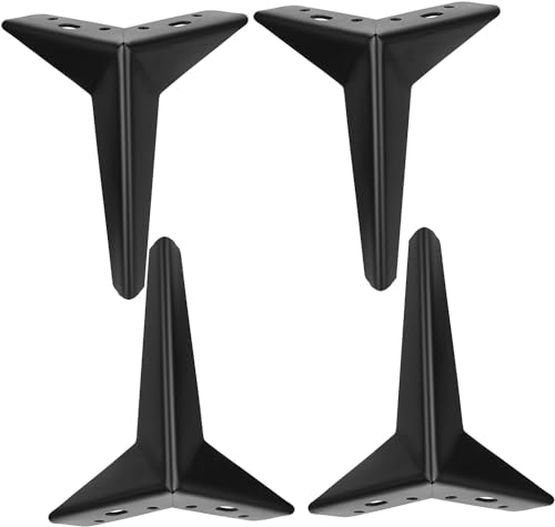 HyyKjEU Set mit 4 dreieckigen Möbelzubehörfüßen, DIY-Ersatz-Metalltischfüßen, Sofafüßen, mit Schrauben (schwarz 15 cm) (Color : Black, Size : 17cm) von HyyKjEU