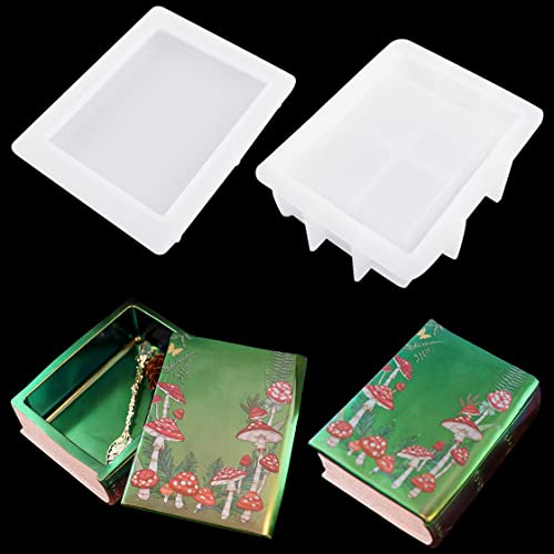 HyzaPhix 2pcs Epoxidharz Formen Buch Dose Resin Silikonform Gießform mit Deckel Set Jewelry Box Resin Molds für Schmuckbox,Aufbewahrungsbox DIY,Home Decoration von HyzaPhix