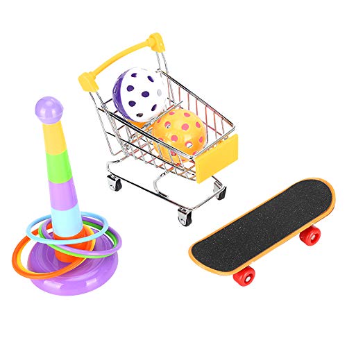 Hztyyier 4Pcs / Set Vogeltraining Spielzeug Papageien Spielzeug Mini Einkaufswagen Skateboards Ball Circle Kit für Vögel Stehtraining von Hztyyier