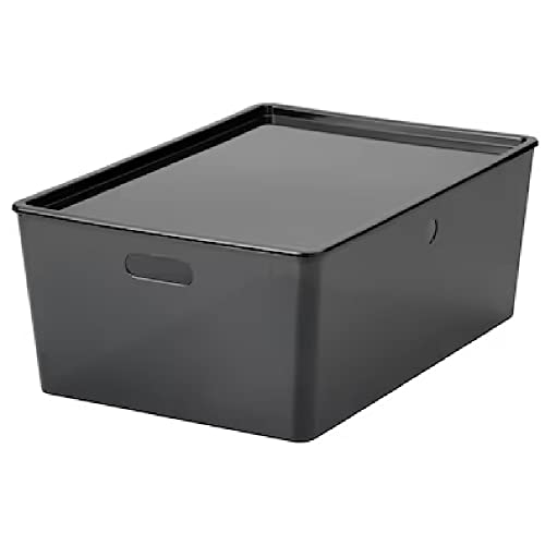 KUGGIS Box mit Deckel transparent schwarz 37x54x21 cm von I-K-E-A
