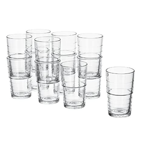 I-K-E-A , Glas , Set mit 12 transparenten Trinkgläsern für Getränke, langlebig, stapelbar, spülmaschinenfest von I-K-E-A