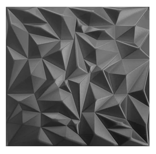 3D Paneele, Polystyrol Paneele, Deckenpaneele, 3D Wandpaneele, Dekoren, Decken - Origami Wandverkleidung, 3mm dick - 50x50cm / ‎‎12m² - 48 Stück (Schwarz 02) von I K H E Malarka