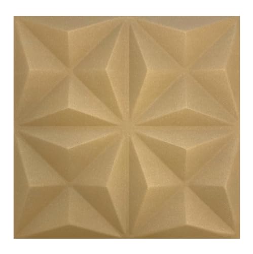3D Paneele, Polystyrol Paneele, Deckenpaneele, 3D Wandpaneele, Dekoren, Decken - Origami Wandverkleidung, 3mm dick - 50x50cm / ‎‎3m² - 12 Stück (Beige 01) von I K H E Malarka