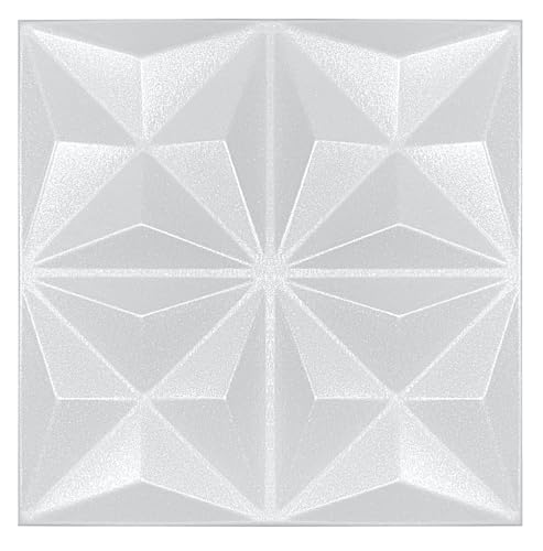 3D Paneele, Polystyrol Paneele, Deckenpaneele, 3D Wandpaneele, Dekoren, Decken - Origami Wandverkleidung, 3mm dick - 50x50cm / ‎‎3m² - 12 Stück (Weiß 01) von I K H E Malarka