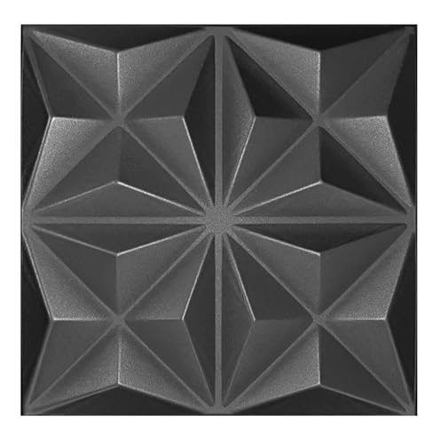 3D Paneele, Polystyrol Paneele, Deckenpaneele, 3D Wandpaneele, Dekoren, Decken - Origami Wandverkleidung, 3mm dick - 50x50cm / ‎‎8m² - 32 Stück (Schwarz 01) von I K H E Malarka