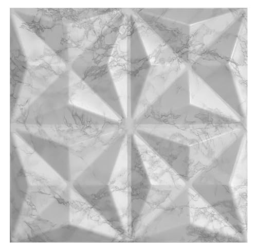 3D Paneele, Polystyrol Paneele, Marmerlook Deckenpaneele, 3D Wandpaneele, Dekoren, Decken - Origami Marmor Wandverkleidung, 3mm dick - 50x50cm / ‎‎4m² - 16 Stück (Weiß 100 01) von I K H E Malarka