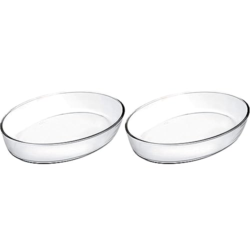 IBILI Auflaufform Kristall oval 35x25x6,5 cm aus Glas, transparent, 35 x 25 x 6.5 cm (Packung mit 2) von IBILI