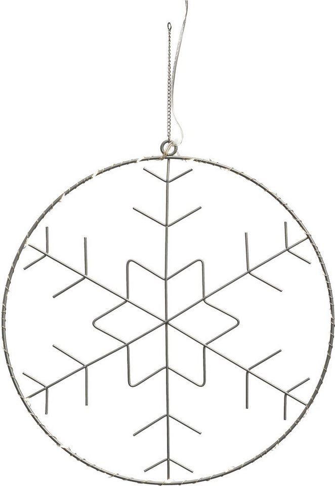 IC Winterworld LED Dekolicht Weihnachtsdeko, LED fest integriert, Warmweiß, Beleuchteter Metall-Ring mit Schneeflocken-Motiv, Ø ca. 30cm von IC Winterworld