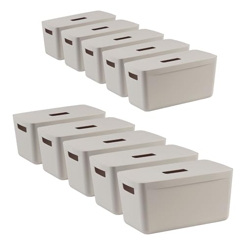 IDEA HOME 10 Stück Aufbewahrungsbox Kunststoff Organizer Box Körbe Aufbewahrung Kunststoffbox für Badezimmer Regal mit Deckel 8L von IDEA HOME