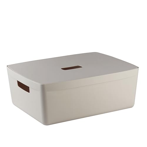 IDEA HOME Aufbewahrungsbox Kunststoff Organizer Box Körbe Aufbewahrung Kunststoffbox für Badezimmer Regal mit Deckel 19L von IDEA HOME