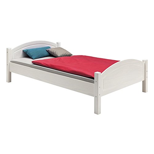 IDIMEX Massivholzbett FLIMS aus massiver Kiefer in weiß, stabiles Bett in 100 x 200 cm, schönes Bettgestell mit Fuß- und Kopfteil von IDIMEX