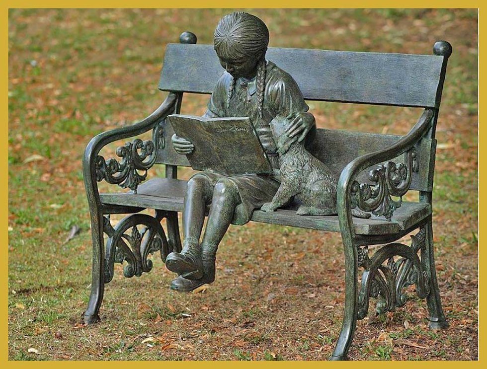 IDYL Gartenfigur IDYL Bronze-Skulptur Mädchen auf Bank, Bronze von IDYL