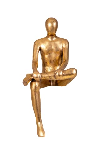 IDYL Moderne Skulptur Figur Sandsteinguss Sitting Man | Gold | Maße 19x23x43 cm | Dekorationsfigur für jeden Wohnbereich von IDYL
