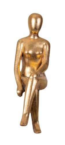 IDYL Moderne Skulptur Figur Sandsteinguss Sitting Women | goldfb. | 13x15x50 cm | Dekorationsfigur für jeden Wohnbereich von IDYL