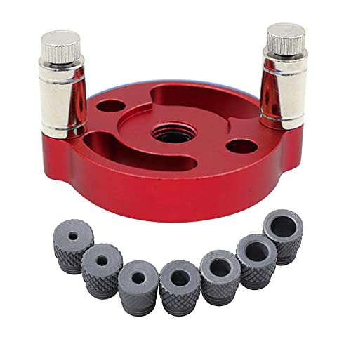 Doweling Jig Kit, 7-in-1 Bohrschablone, Bohrlehre 2/3/4/5/6/8/10mm Bohrzentrierhilfe, Einstellbare Bohrführung Puncher Locator für Holzbearbeitung (Red) von IGTOPS