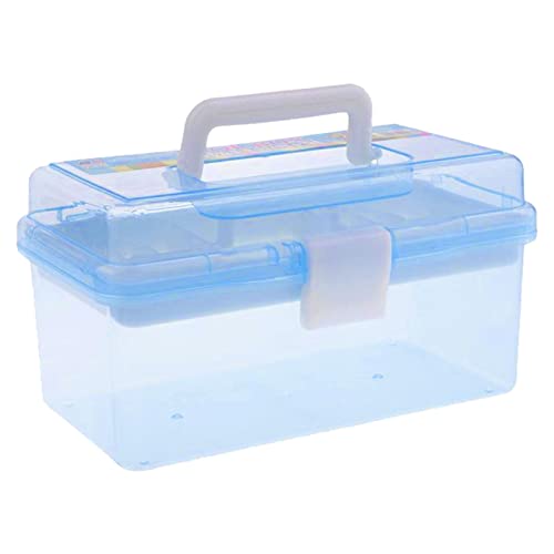 IHEHUA Blaue tragbare Box Organizer Mehrzweck-Nähbox Werkzeugkiste Basteln und Zubehör Aufbewahrungsbox mit Griff und abnehmbarem Tablett unter dem Bett Aufbewahrungsbehälter für von IHEHUA