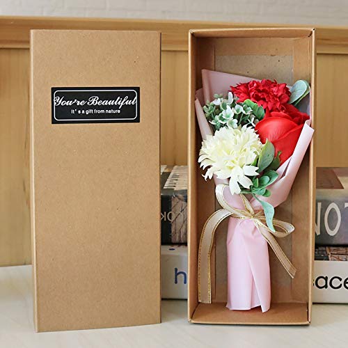 IHEHUA Geschenk Nelke Rosen Tag Mutterbox Seife 3 Bündel Blume Geschenk Künstliche Blumen Winter Hochzeit Blumenstrauß (D, Einheitsgröße) von IHEHUA