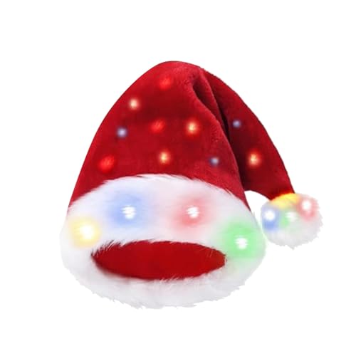 Weihnachtsmütze mit LED-Lichtern, lustige Weihnachtsmannmütze, Plüsch, künstliche Weihnachtsmütze mit leuchtender Farbe (rot und schwarz kariert) Junggesellenabschied Bevorzugt Sonnenbrillen (Red, A) von IHEHUA
