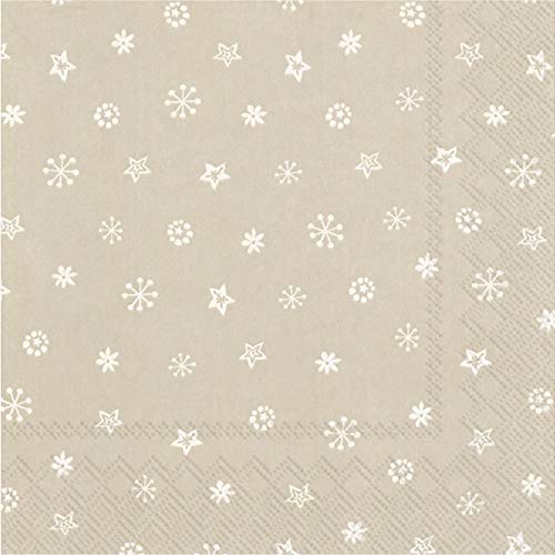 Ihr Weihnachten Little Joy Sterne beige Leinen Luncheon Papier-Servietten, 3-lagig von IHR