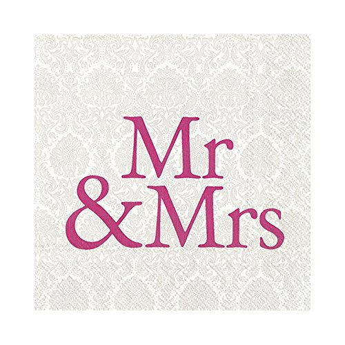 Serviette Ihr Motiv: Mr & Mrs schwarz Hochzeit 33x33cm 20 Servietten pro Packung (pink) von IHR