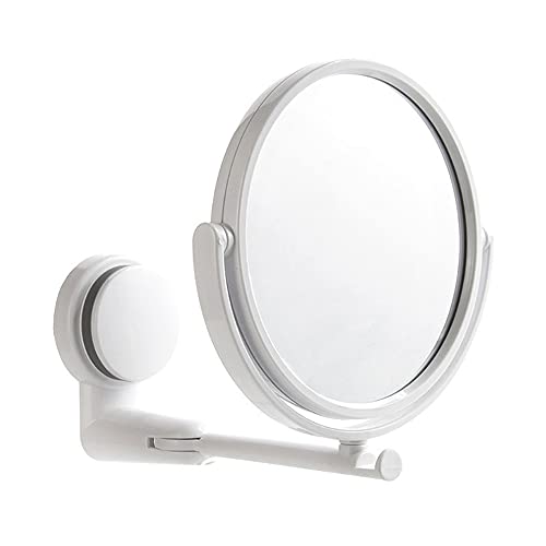 IKAAR Kosmetikspiegel Wandspiegel Rasierspiegel 360° schwenkbarer Badezimmerspiegel Schminkspiegel mit Saugnapf für Badenzimmer und Hotel Weiß von IKAAR