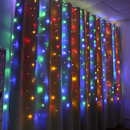 IMAGE Lichtervorhang 6x3M 600LED Wasserdichte Lichterkette mit 8 Lichtmodi Deko, Bunt von IMAGE