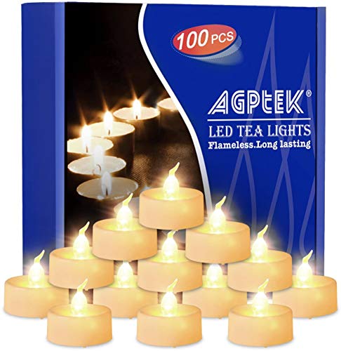 LED Teelichter mit Timerfunktion 100 Stück elektrische Teelichter batteriebetriebene Kerzen flackernde LED Kerze für Halloween Weihnachten Hochzeit, warmweiß von IMAGE