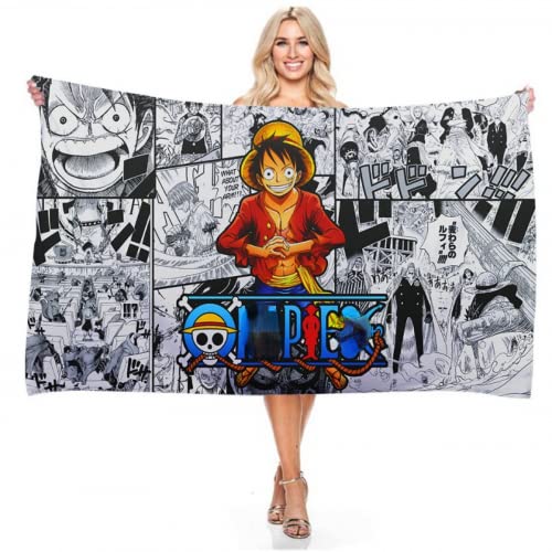 IMFLY One Piece Strandtuch 70x140cm Luf Badetuch,Anime Handtücher,Personalisiertes-Handtuch. Strandtuch Mit Namen.Kinder Duschtücher (B,100x200cm) von IMFLY