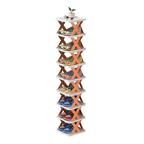 IMOCKA Multi-Layer Shoe Rack Storage Organizer, Expandable Shoe Rack, Vertical Corner Shoe Rack, Corner Shoe Rack for Entryway, Stackable Shoe Rack for Entryway (Orange,4Layer) von IMOCKA