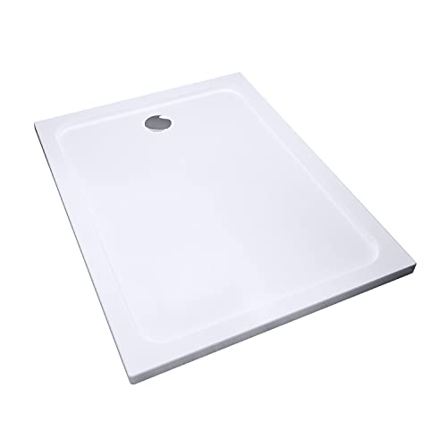 80 x 120 cm Duschwanne Duschtasse für Dusch Duschkabine in weiß quadratisch aus Acryl, inkl. Ablaufgarnitur von IMPTS