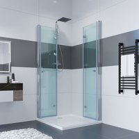 Duschkabine Eckeinstieg Dusche 180° Falttür Duschwand Duschabtrennung 6mm esg Glas Duschtür für Badezimmer 75x90x185cm - Impts von IMPTS