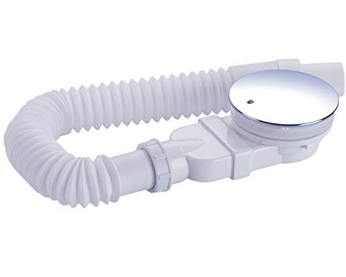 IMPTS Ablaufgarnitur Siphon Ablauf mit integriertem Haarsieb Geruchsverschluss, Kunststoff/verchromt inkl. Flexschlauch von IMPTS