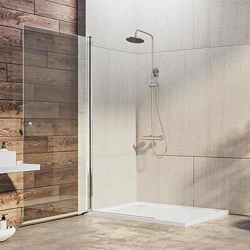 IMPTS Drehbar Walk in Duschwand Dusche 90x185cm Nischentür Duschtür Duschtrennwand Schwingtür aus 6mm klar ESG Glas von IMPTS