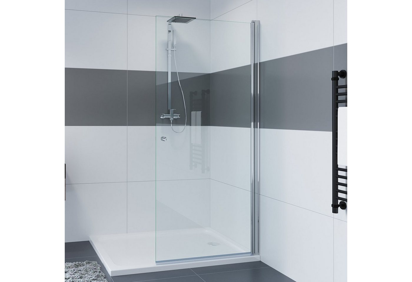 IMPTS Walk-in-Dusche Glaswand Dusche, glas, (70-100 x 185/195 cm, Begehbare Duschabtrennung, 6mm ebenerdig Glastrennwand), Breite 70 cm von IMPTS