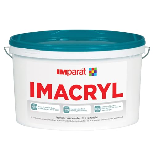 IMparat | IMacryl | Weiß | Fassadenfarbe | Außenfarbe | Reinacrylat | Wetter & UV-Beständig | Hoch Deckend | Betonschutzfarbe | 5 Liter von IMparat