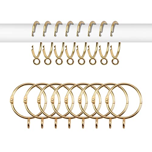 INCREWAY 16 Stücke Ringe Vorhang Clips, 38mm Gold Eisen Gardinenringe Leicht zu öffnen und Schließen von INCREWAY