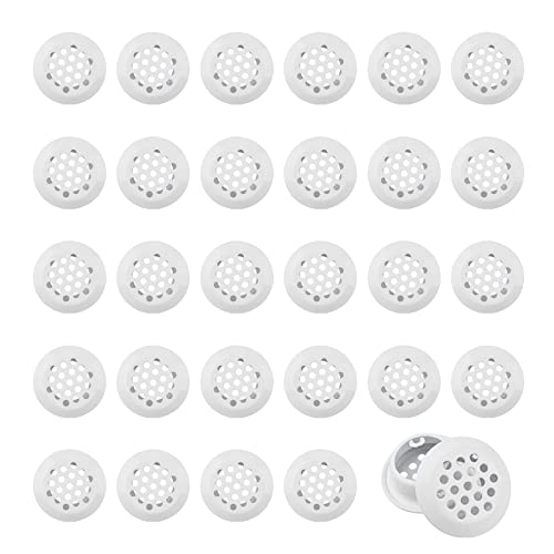 INCREWAY Lüftungsloch für Schrank, 30 Stück, 22 mm, Lüftungsloch aus Edelstahl, rund, Lüftungsgitter für Kleiderschrank, Schublade (weiß) von INCREWAY